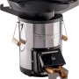 Petromax Raketenofen mit Grillplatte und Kochkreuz. Grillutensil aus Edelstahl mit Holzscheiten.