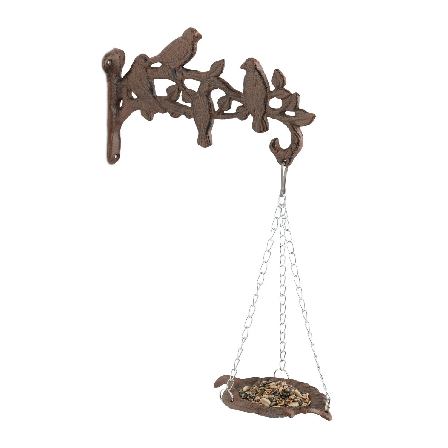 Relaxdays Vogeltränke Gusseisen Braun Wandbefestigung 42 cm x 25 cm x 10,5 cm 1,2 kg