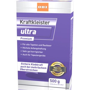 OBI Kraftkleister ultra, 500g Packung für Tapeten und Raufaser.