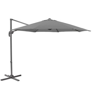 Grauer Svita Ampelschirm mit Aluminiumgestell und quadratischem Schirmdach für Garten und Terrasse.