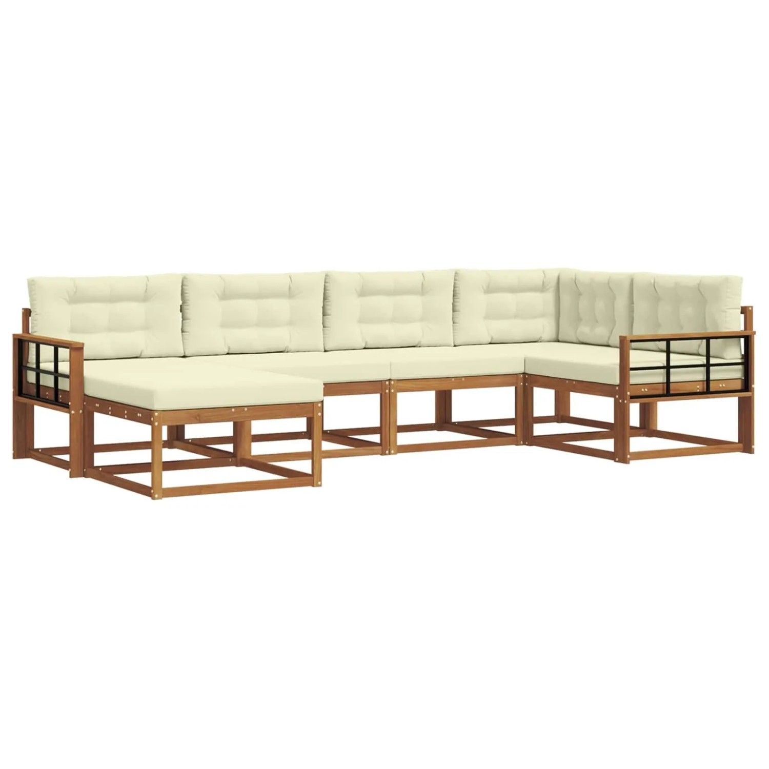 vidaXL Outdoor-Sofagarnitur mit Kissen 6-Tlg Natur und Creme 3367833