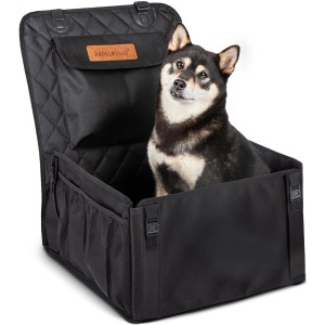 Schwarzer Rudelkönig Hundesitz für Auto mit Hund. Gepolsterter Autositz, wasserdicht und sicher.
