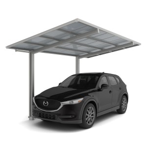 Ximax Alu Carport Linea Edelstahl-Look mit Auto. Einzelcarport mit transparentem Dach.