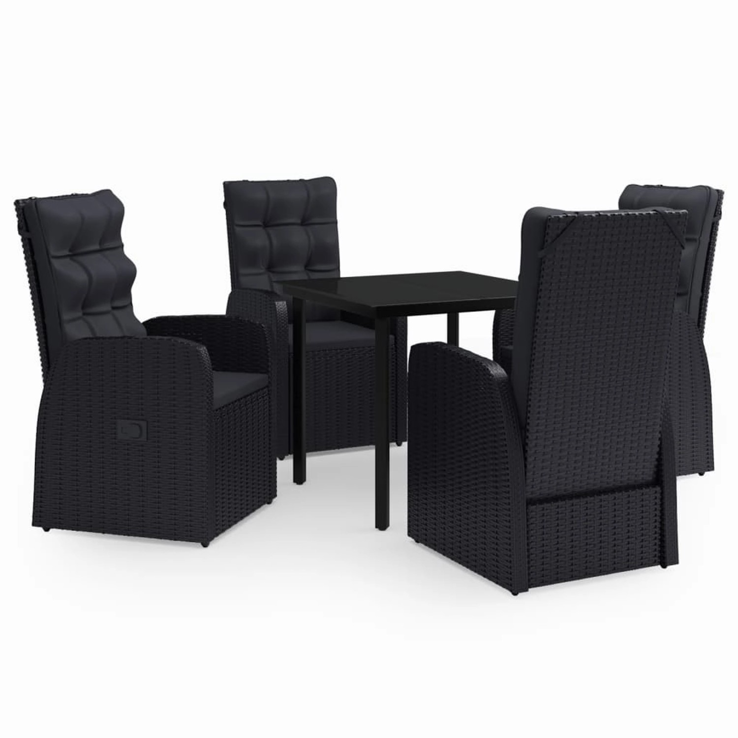 vidaXL 5-Tlg Garten-Essgruppe mit Kissen Schwarz 3099480