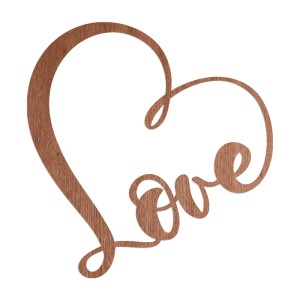 Wanddeko aus Holz "Love" in Mahagoni-Optik, 52x50 cm, als romantischer Bilderrahmen.