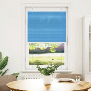 Blaues Plissee 70x100 cm aus Polyester am Fenster. Ideal für Sicht- und Sonnenschutz im modernen Raum.