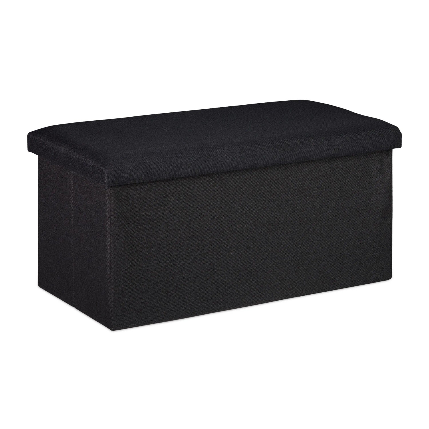 Relaxdays Sitzbank MDF Polyester Schaumstoff Schwarz Faltbar mit Stauraum 38 x 76,5 x 38,5 cm 3,9 kg