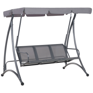 Dunkelgraue Beliani Hollywoodschaukel BOGART mit Sonnendach, 120x190x169 cm.