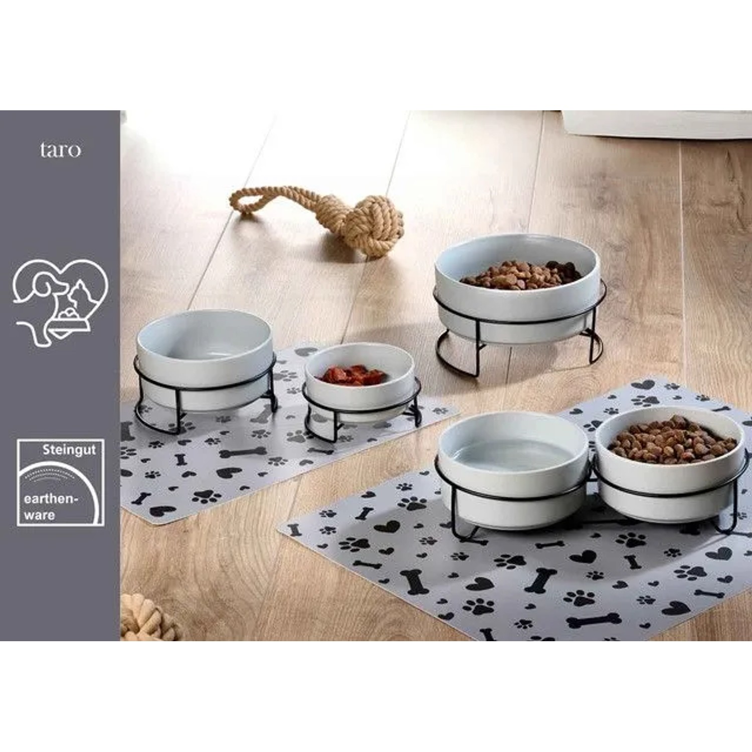 Ritzenhoff & Breker Taro Hundenapf-Set, 2 Näpfe mit Halterung für komfortable Fressposition.