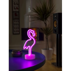 Konstsmide LED-Flamingo Dekolampe, pink, batteriebetrieben mit Timer, für stimmungsvolle Tischdeko.