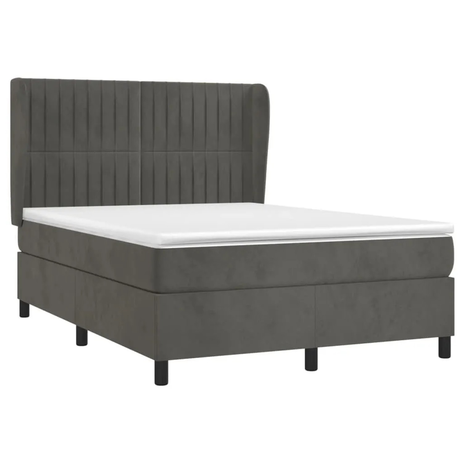 vidaXL Boxspringbett mit Matratze Dunkelgrau 140x200 cm Samt 3129334 günstig online kaufen