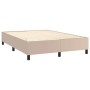 Boxspringbett in Cappuccino-Braun, 140x190 cm, mit Lattenrost und schwarzen Füßen.