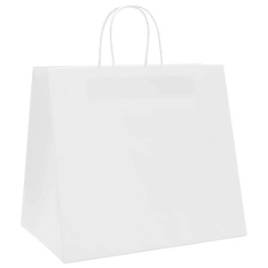 Weiße Papiertragetaschen (250 Stk.) mit Henkeln, 32x22x28 cm, ideal als Geschenkartikel.
