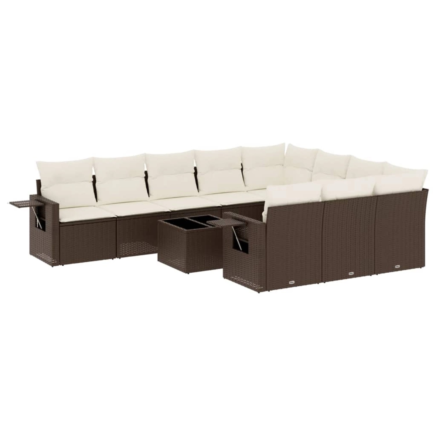 vidaXL 11-Tlg Garten-Sofagarnitur mit Kissen Braun Poly Rattan 3220702 günstig online kaufen