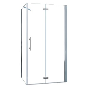 AICA Falttür Duschkabine, 80x76x185cm, Eckeinstieg mit Drehtür und 6mm NANO ESG-Glas.