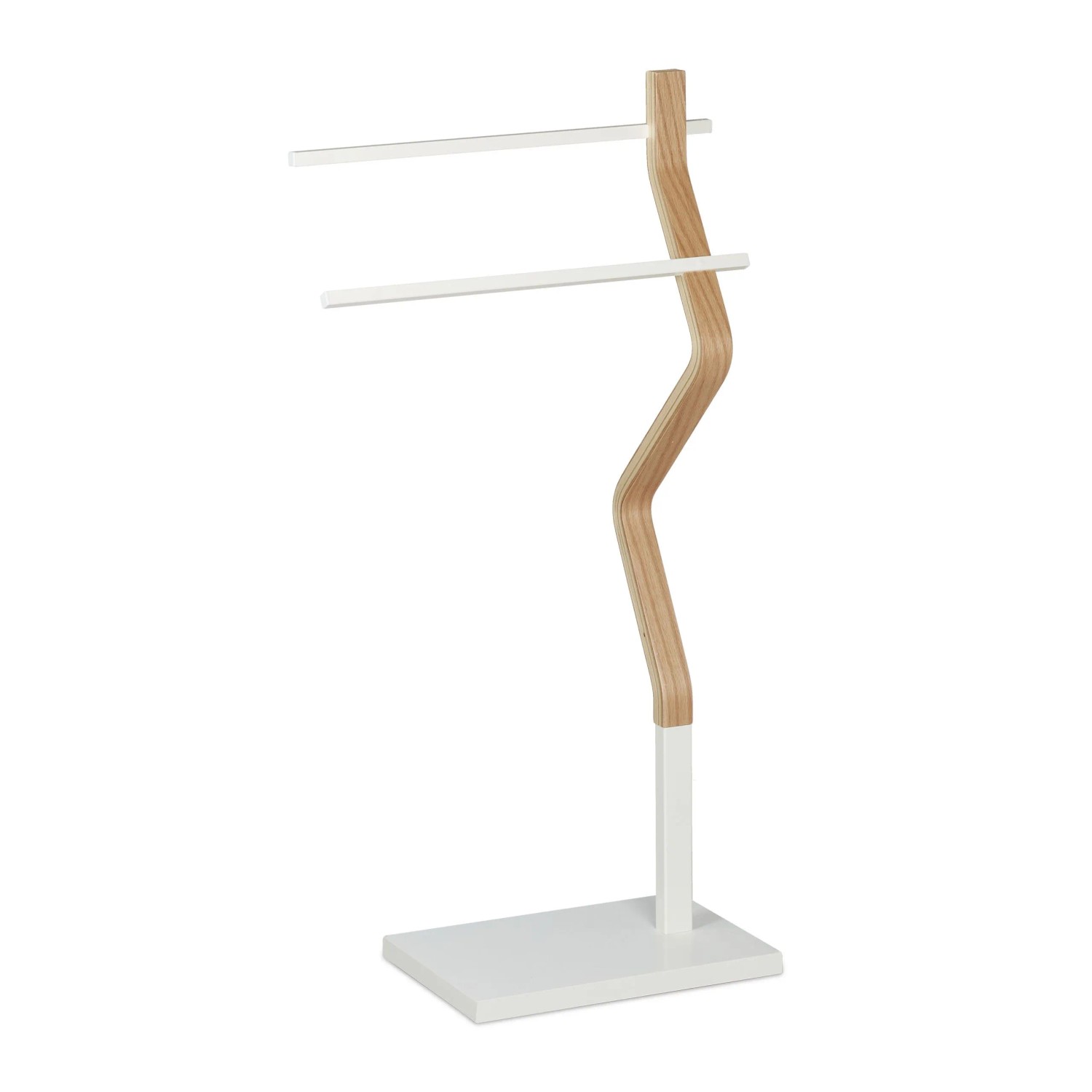 Relaxdays Handtuchhalter Stahl MDF Weiß Freistehend 85 x 43,5 x 20 cm 3,3 kg