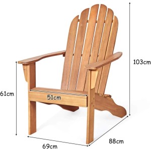 Costway Adirondack Stuhl Akazienholz Gartensessel Natur