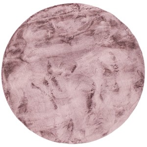 Runder, beerefarbener Fellteppich (160x160cm) der Marke Pergamon, super soft und luxuriös.