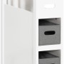 SoBuy Nischenregal BZR83-W, weißes Badregal mit 2 grauen Körben aus Vlies.