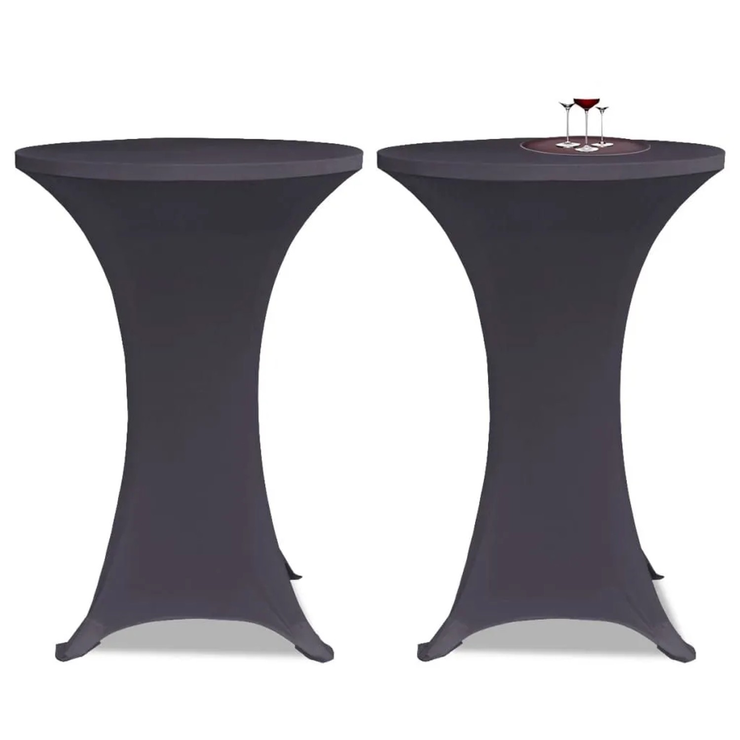 DELUKE Tischhussen Für Stehtische 2er Set AMAU Stretchhusse Ø80cm Anthrazit Hussen Elastisch Stehtischhusse Stehtisch-Abdeckung