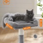 Feandrea Kratzbaum, 110 cm, hellgrau, mit Katze in Liegemulde.