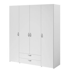 Parisot Kleiderschrank in Weiß Drehtürenschrank 4-Türig 160 x 185 cm Enjour
