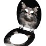 Sanilo WC-Sitz Cool Cat: Toilettendeckel aus Holz mit Katzenmotiv und Sonnenbrille.