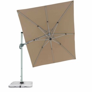 Greige rechteckiger Doppler Active II Ampelschirm, 350x260cm, schwenkbar, mit Aluminiumgestell für Garten & Terrasse.