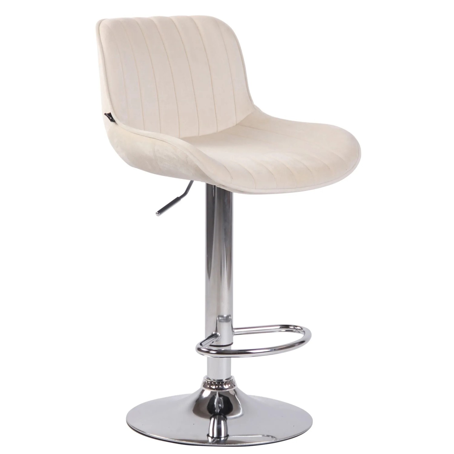 CLP Barhocker Lentini Samt Creme/Chrom