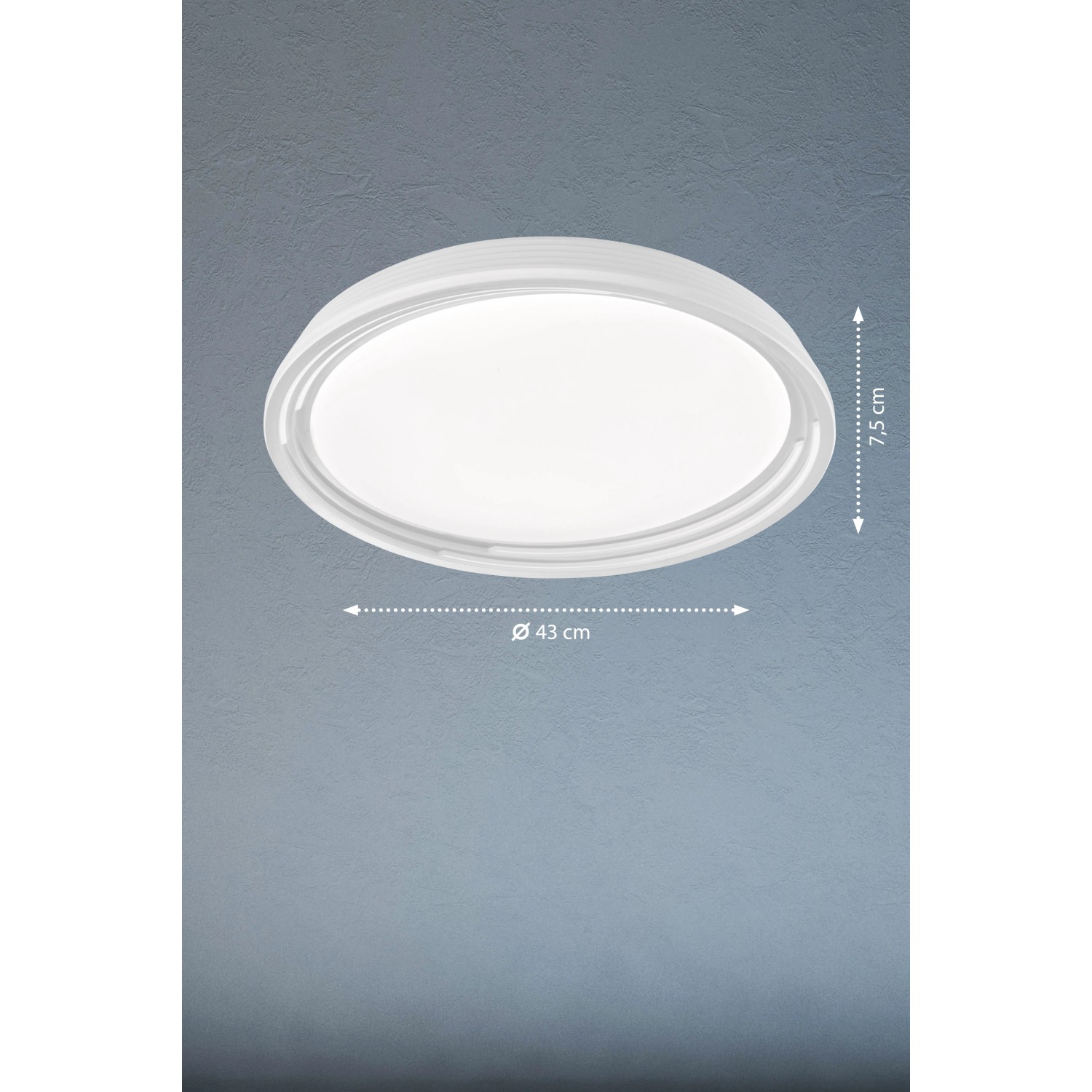 Weiße LED-Deckenleuchte Dua von Fischer & Honsel, dimmbar, Ø 43cm, für Küche und Wohnbereich.