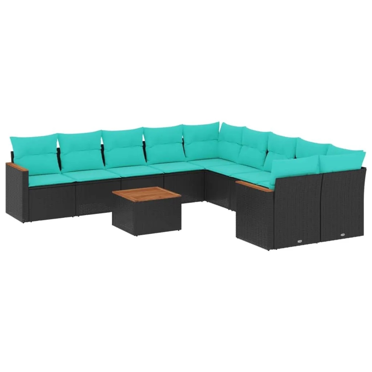 vidaXL 11-Tlg Gartensofa-Set mit Kissen Schwarz Polyrattan 3226358 günstig online kaufen