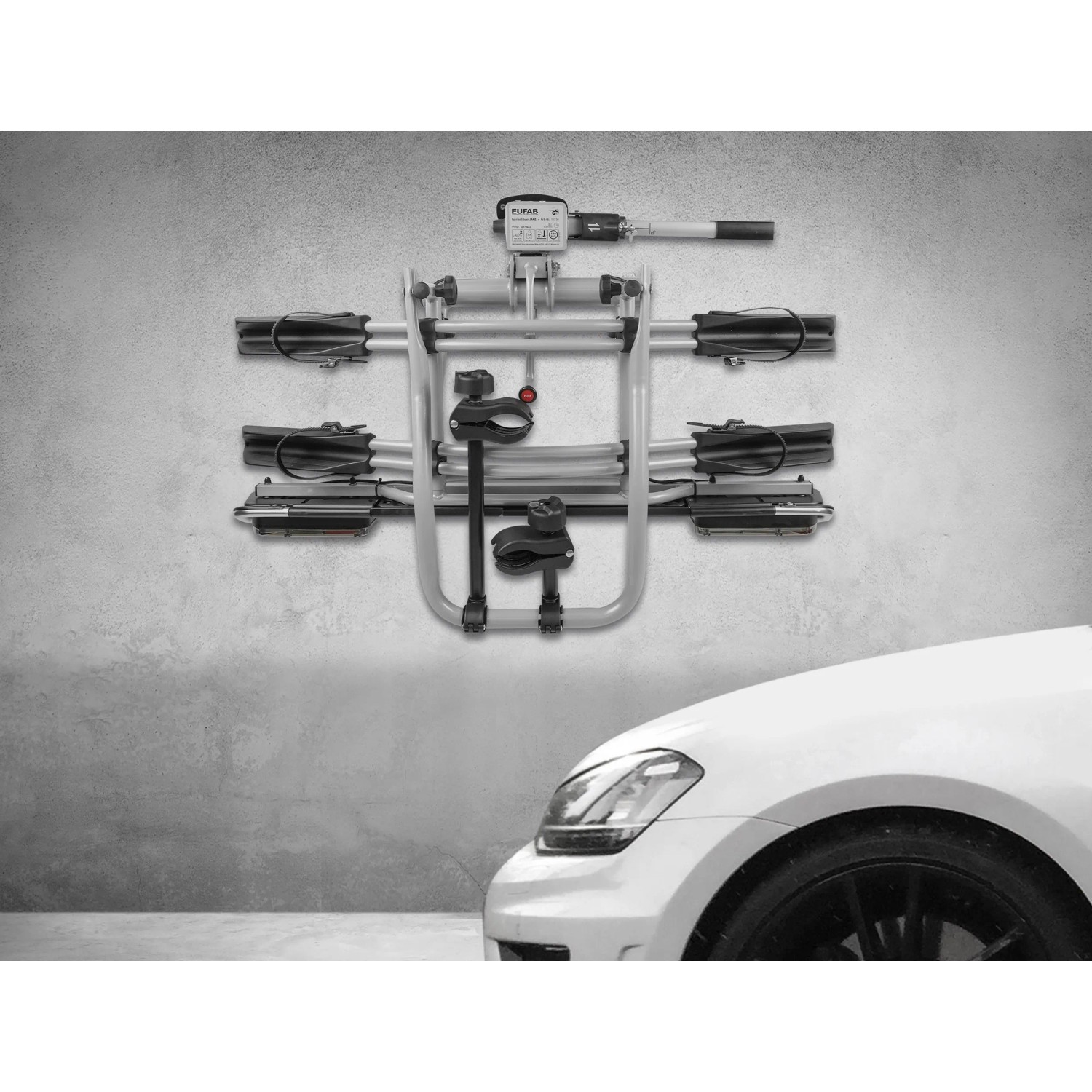 Eufab Wandhalterung für Fahrradträger zur platzsparenden Aufbewahrung in Garage oder Keller.