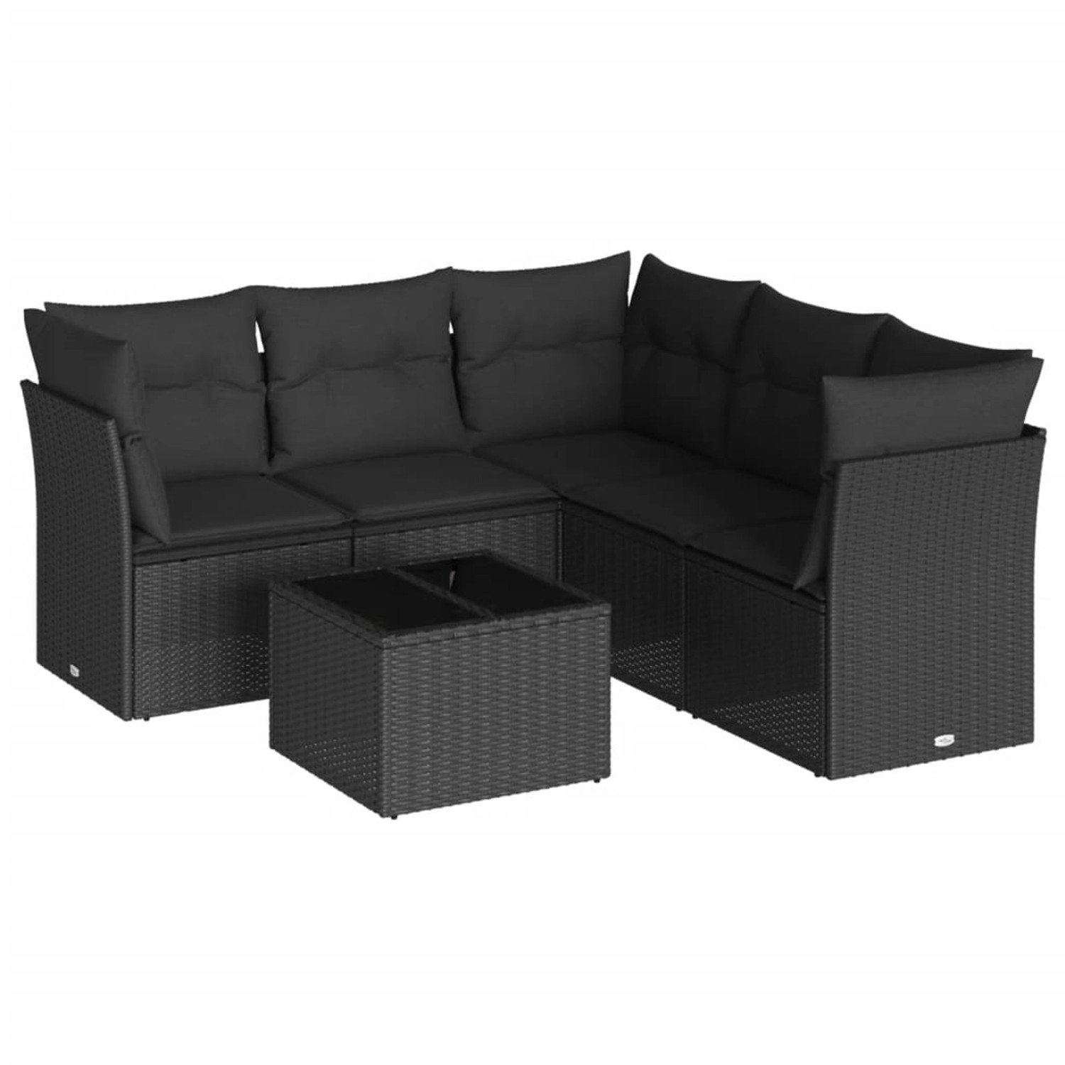 vidaXL 6-tlg Garten-Sofagarnitur mit Kissen Schwarz Poly Rattan Modell 44