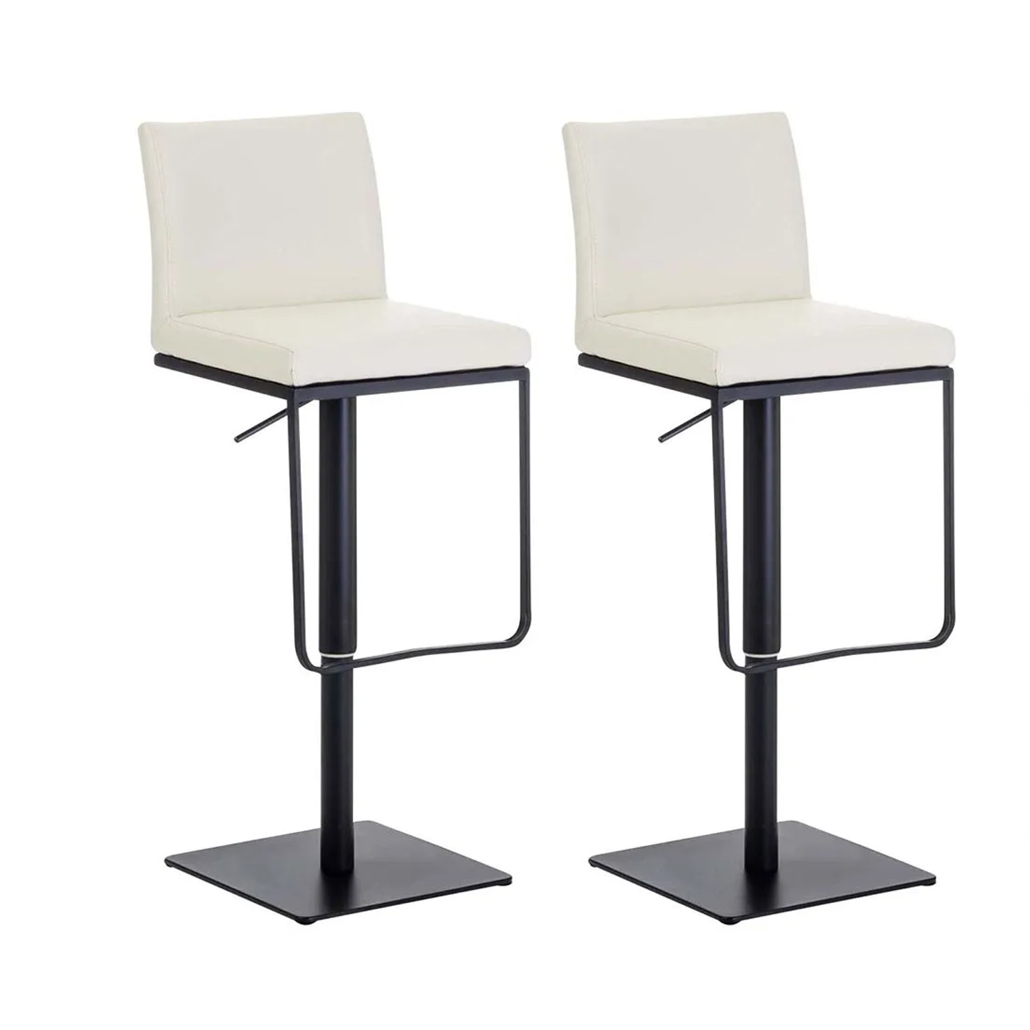 CLP 2er Set Barhocker Panama Kunstlederbezug Creme/Schwarz