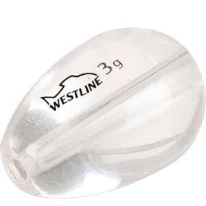 Transparentes Westline Glasgewicht T-Drop Ghost 3g zum Angeln.