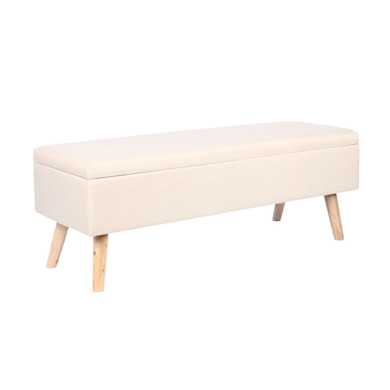 Relaxdays Sitzbank MDF Eukalyptusholz Beige Leinenoptik Gepolstert Klappbar 110 cm x 40 cm x 40 cm 14,3 kg