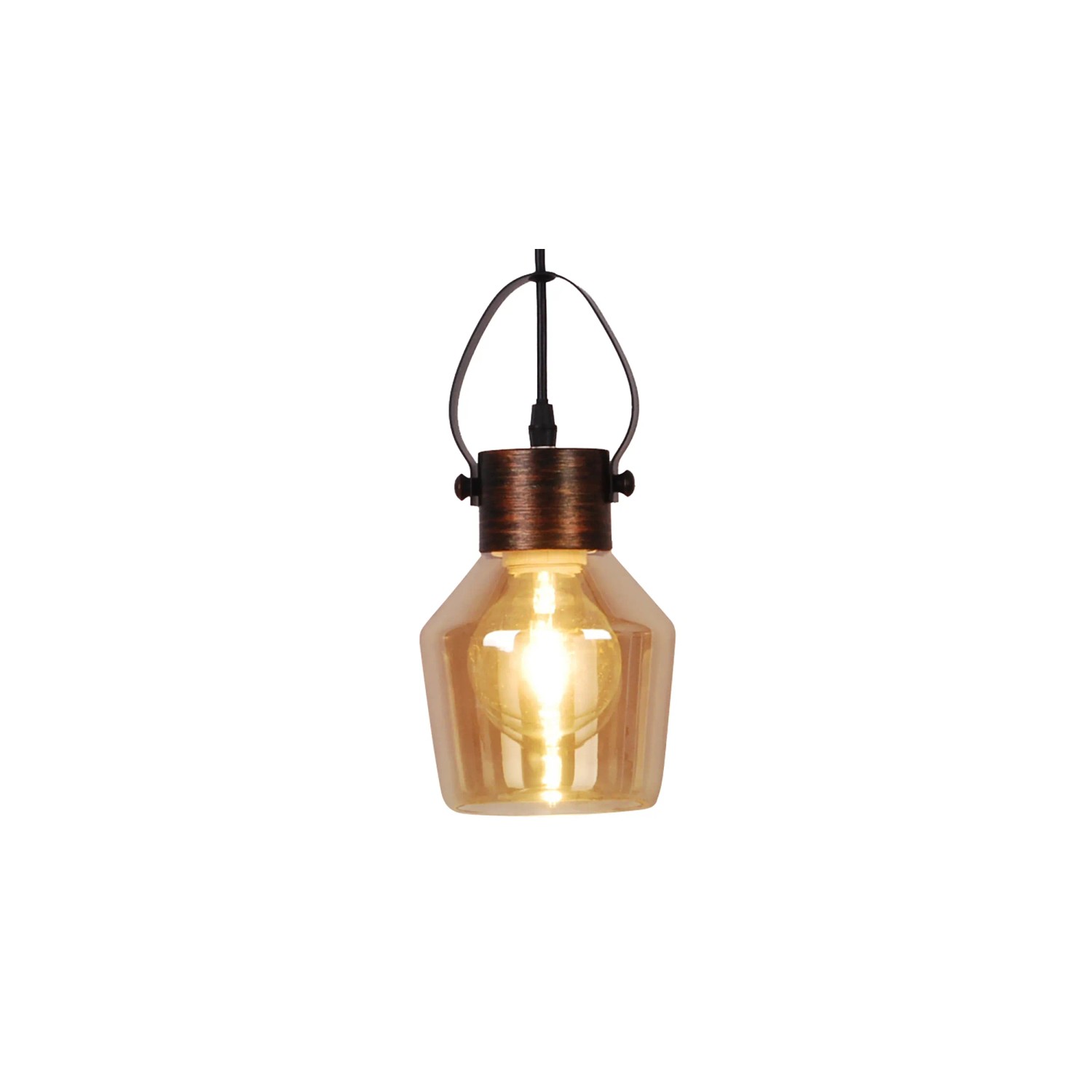 Näve Pendelleuchte Alex aus Glas in Gelb/Gold. Höhenverstellbare Hängelampe im Vintage/Retro Stil.