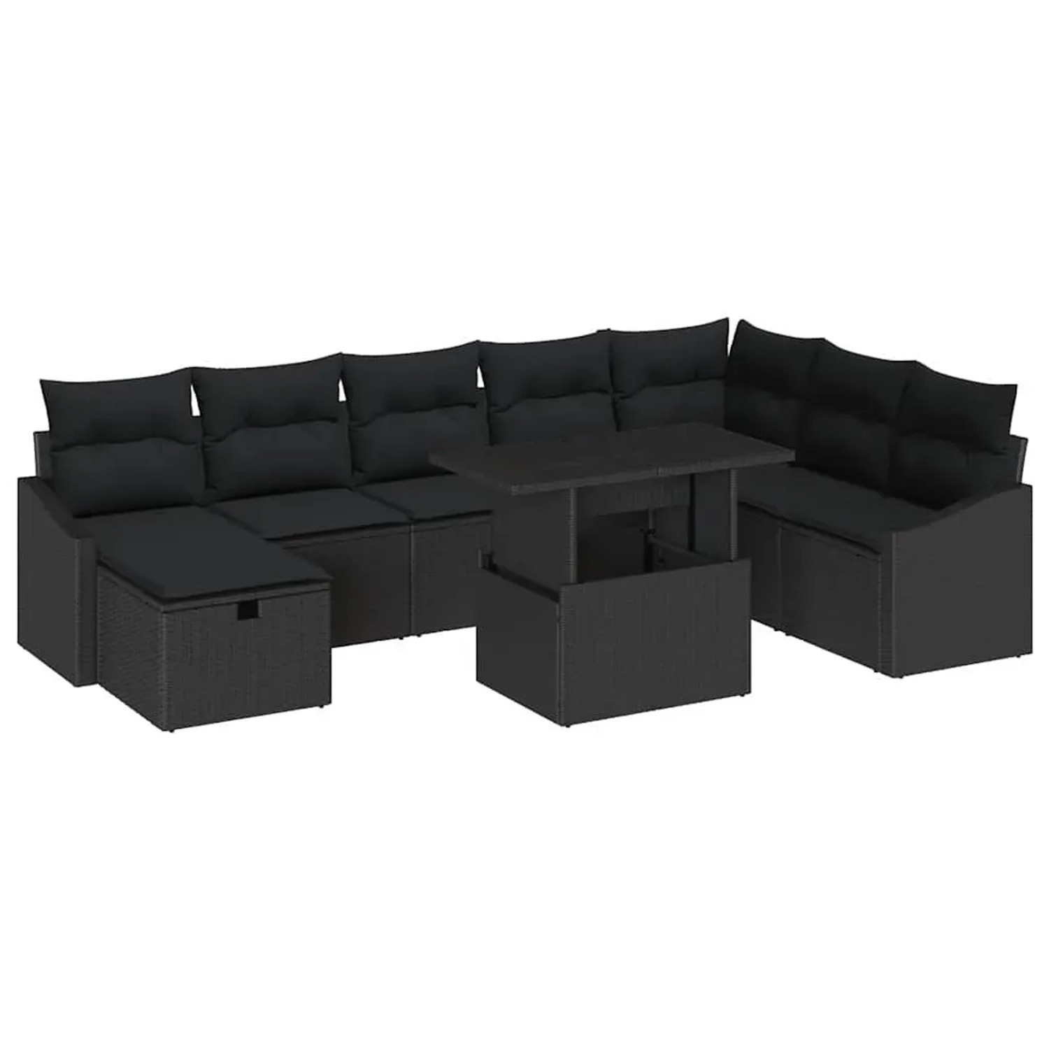 vidaXL Garten-Sofa-Set mit Kissen 9-Tlg Schwarz Poly Rattan 3359860 günstig online kaufen