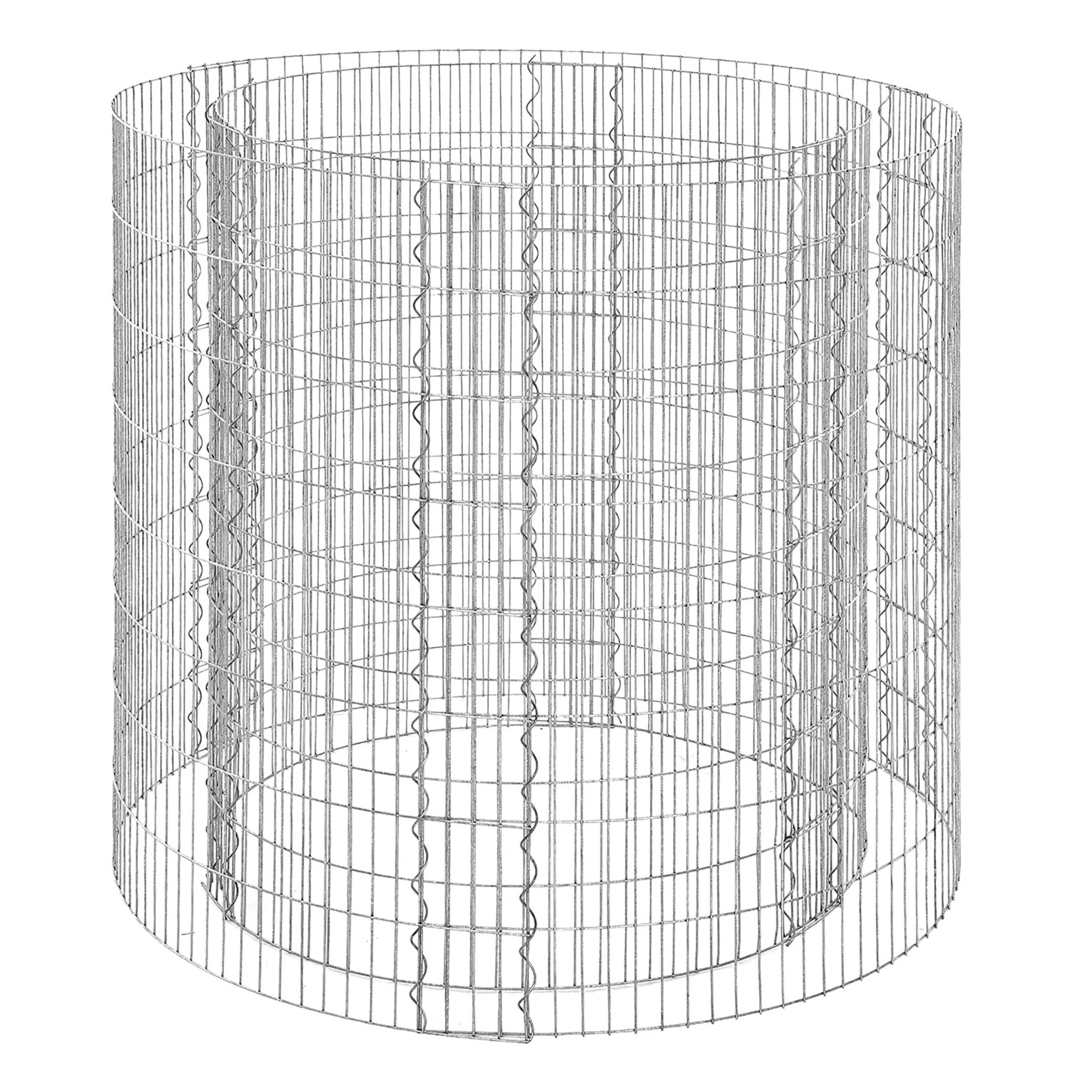 Relaxdays Gabione Stahl Silber Rund Verzinkt Werkzeuglos 80 cm x ø 90 cm
