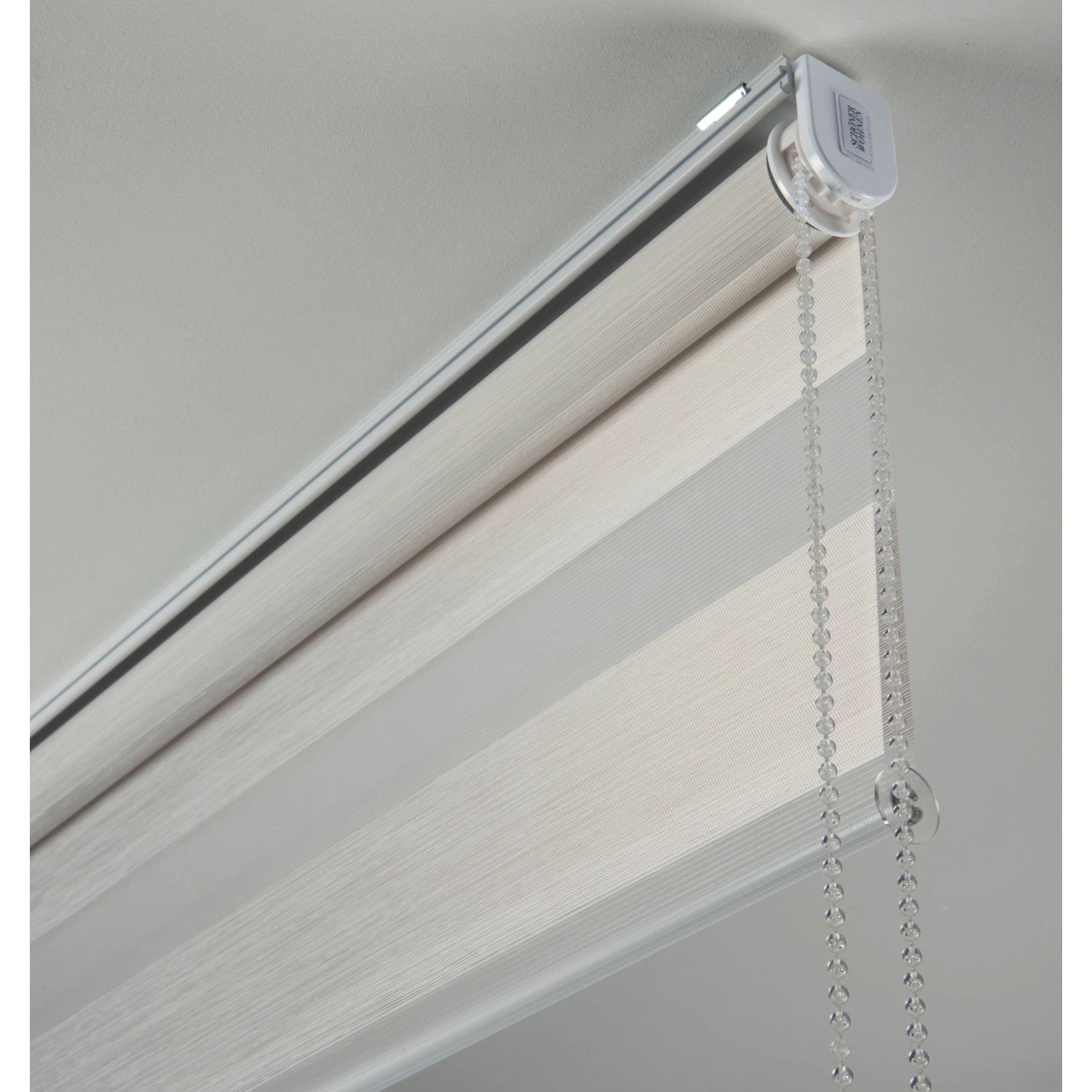 Schöner Wohnen Doppelrollo Tilda, hellbeige, 45x150 cm. Rollo mit Kettenzug zur Lichtregulierung.