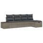 Graues 5-tlg. vidaXL Garten-Sofa-Set aus Poly Rattan mit Kissen für Terrasse und Garten.