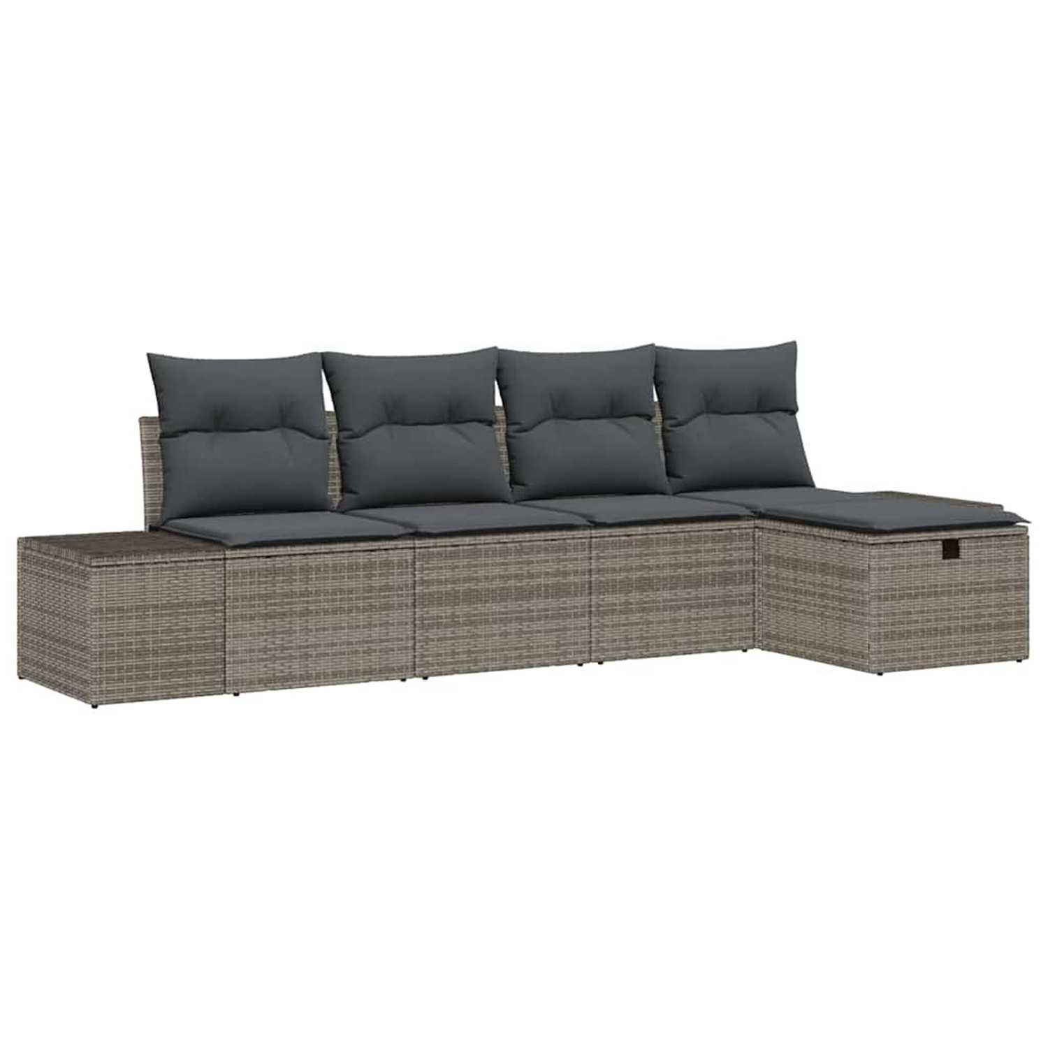 vidaXL Garten-Sofa-Set mit Kissen 5-Tlg Grau Poly Rattan 3359358 günstig online kaufen