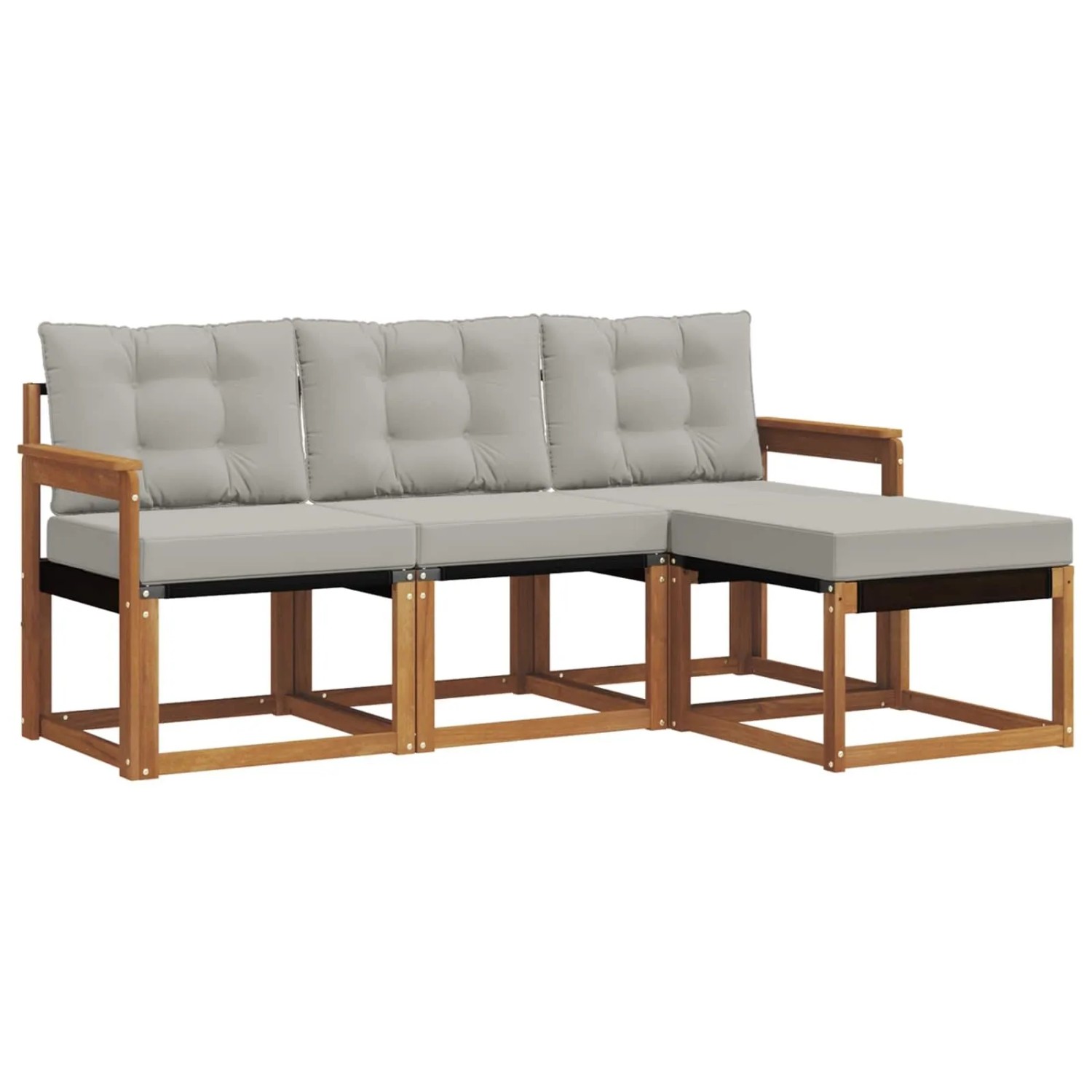 vidaXL Outdoor-Sofagarnitur mit Kissen 4-Tlg Natur und Hellgrau 3368538