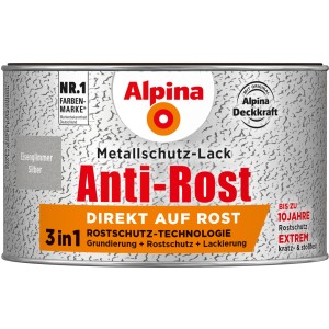 Alpina Metallschutzlack Anti-Rost Silber Eisenglimmer, 300ml Dose.