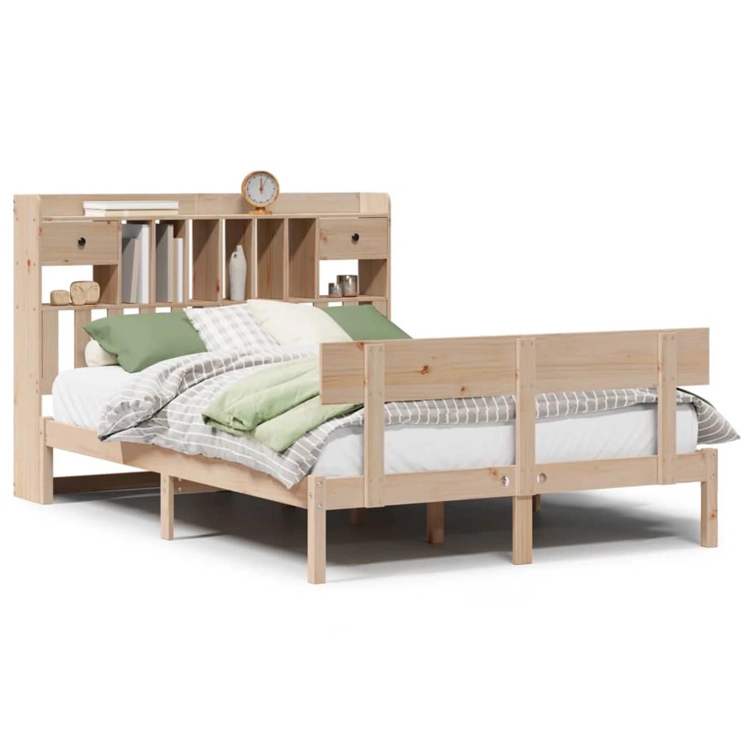 vidaXL Massivholzbett mit Regal ohne Matratze 150x200 cm Kiefernholz 332183 günstig online kaufen