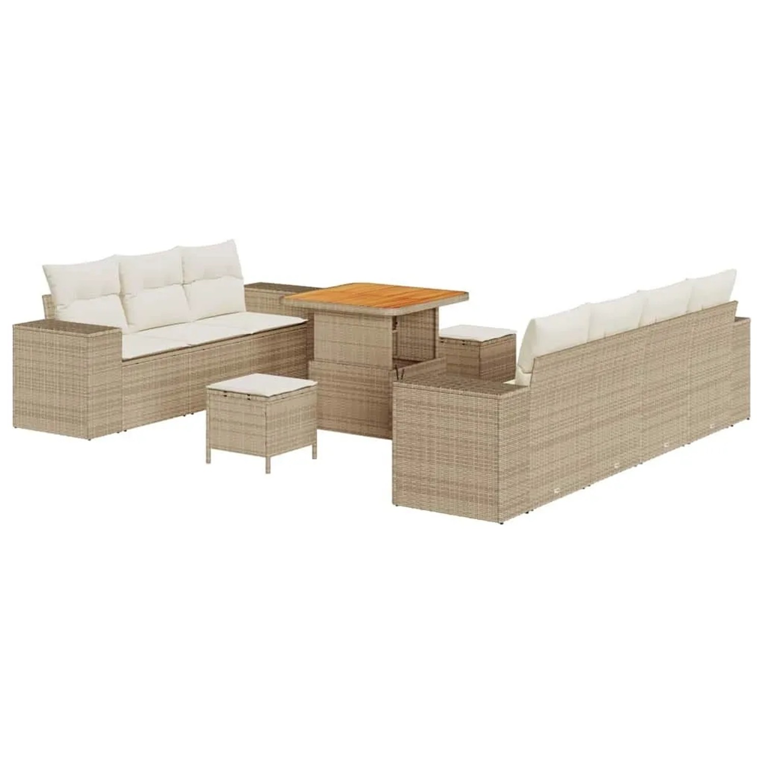 vidaXL Gartensofa-set mit Kissen 10-Tlg Beige und Creme Poly-Rattan 3363916 günstig online kaufen