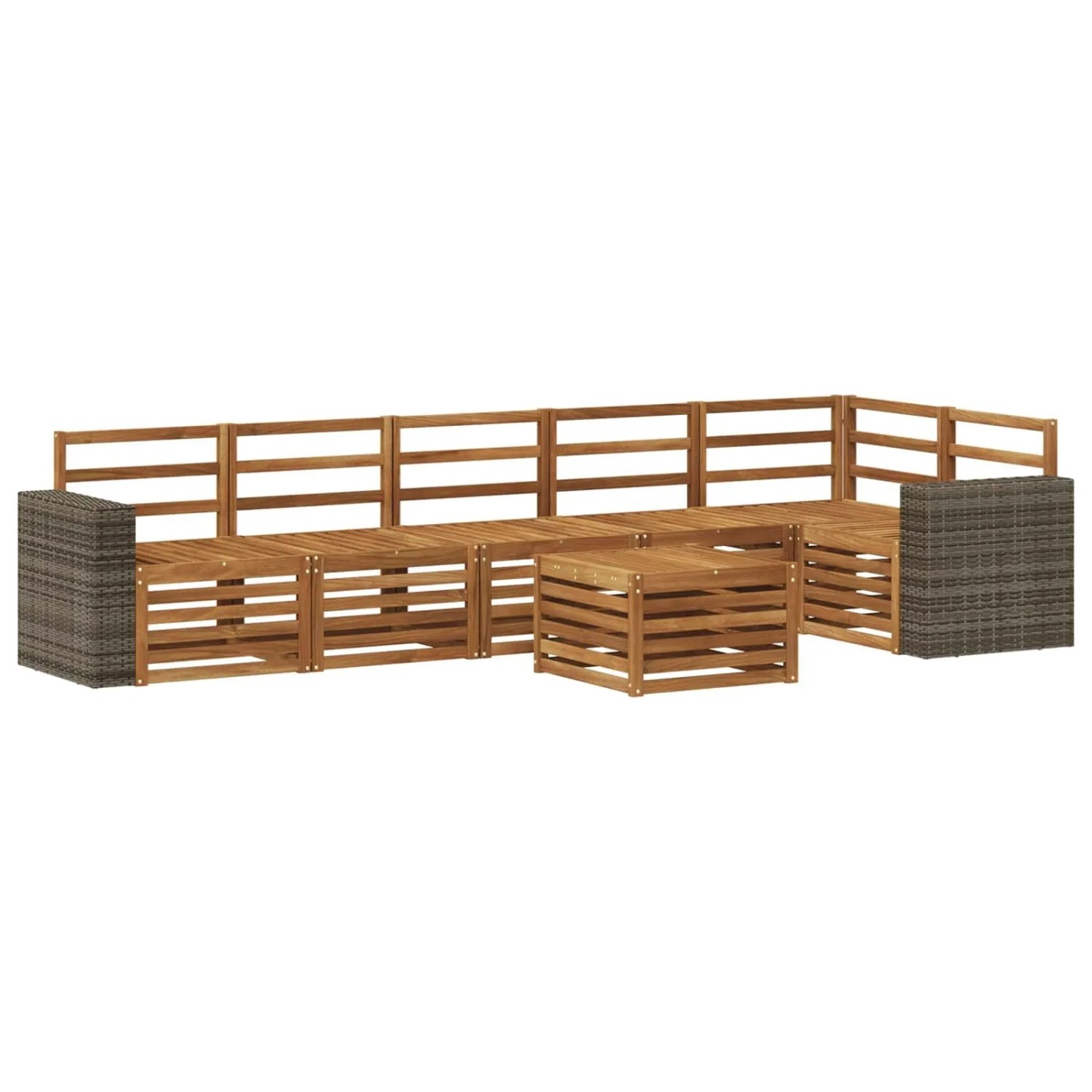 vidaXL Ecksofa Set 7 Stk Natur Massivholz Akazie 3384455