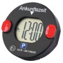 Schwarze Technaxx Mini-Parkscheibe TX-353 mit digitaler Zeitanzeige '12:00'. KBA-zugelassene automatische Parkscheibe für Autos.