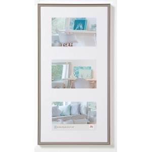 walther design Galerie Bilderrahmen für 3 Fotos (13x18 cm), Stahl-Optik, Kunststoffrahmen.