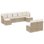 Beige 9-tlg. vidaXL Garten-Sofagarnitur aus Poly Rattan mit Kissen.